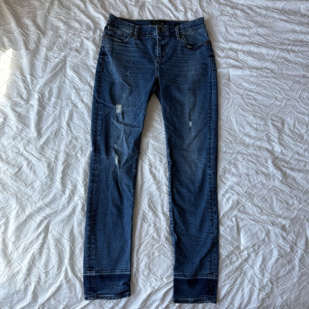 Lucky Brand Brooke Leggings Dark Blue Skinny Jeans Dark Wash Ankle Distressed - Picture 1 of 11